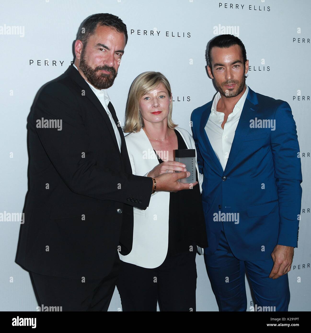 New York, NY, USA. 29th Aug, 2017. Michael Maccari and Aaron Diaz unveil the new Perry Ellis fragrance at Kola House on August 29, 2017 in New York City. Credit: Diego Corredor/Media Punch/Alamy Live News Stock Photo