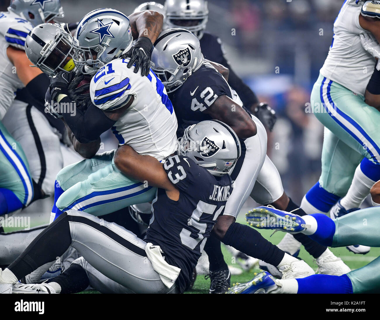 Philadelphia Eagles Malcolm Jenkins pulls Dallas Cowboys Ezekiel Elliott  jersey on a 6-yard run during