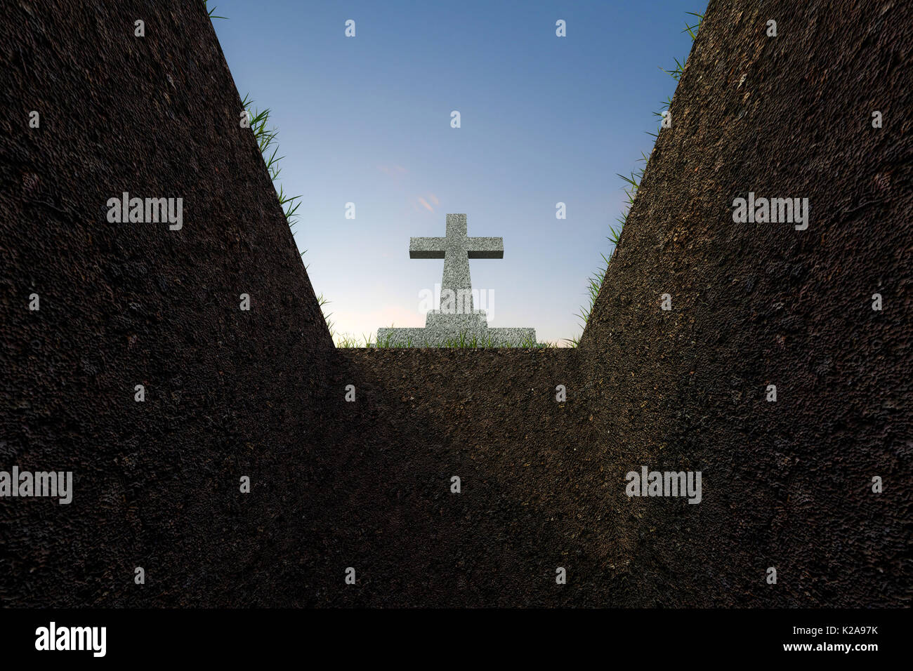 3d illustration of an empty grave hole Stock Photo Alamy