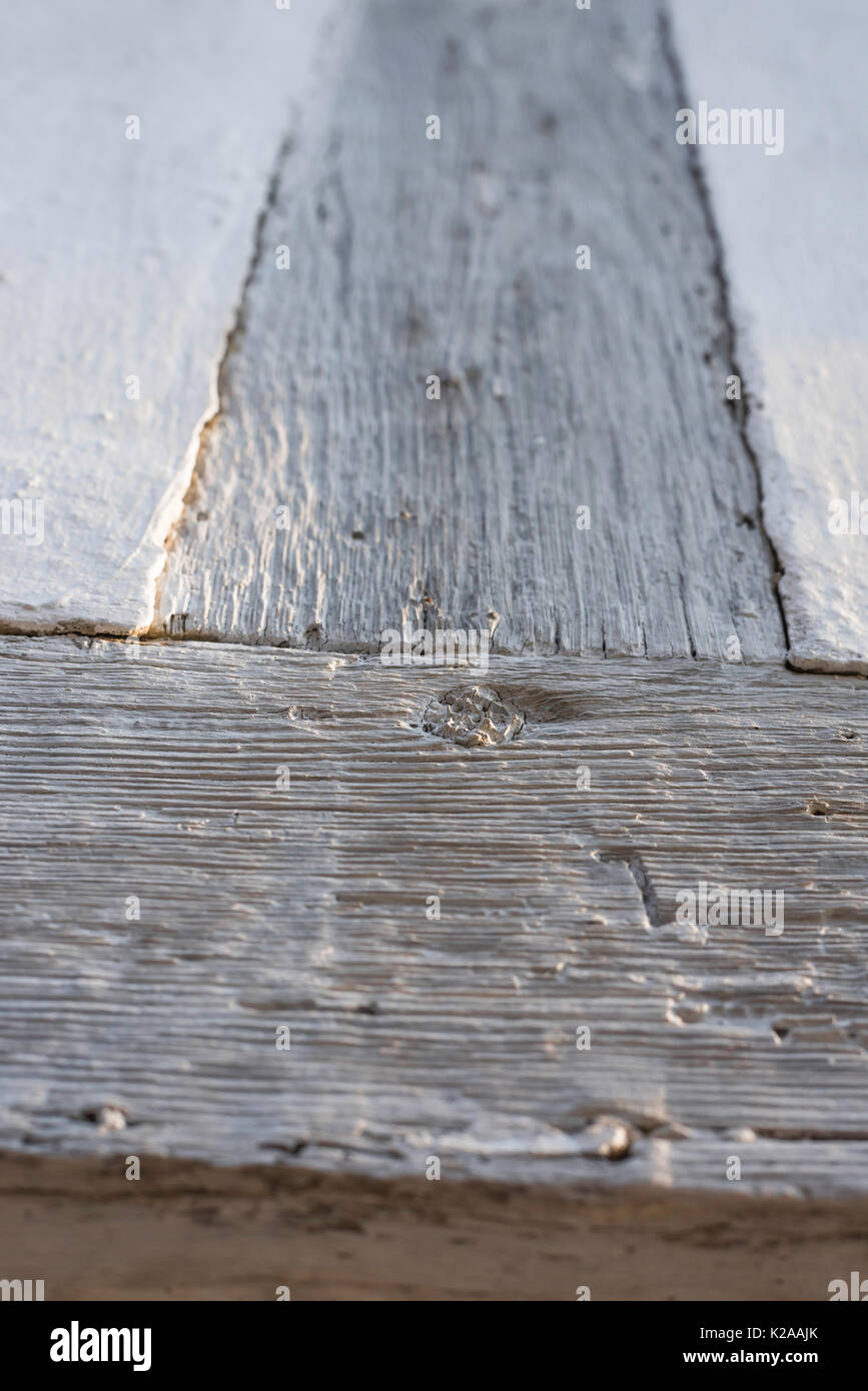 Lavenham medieval Suffolk, detail of a medieval limewashed oak beam on