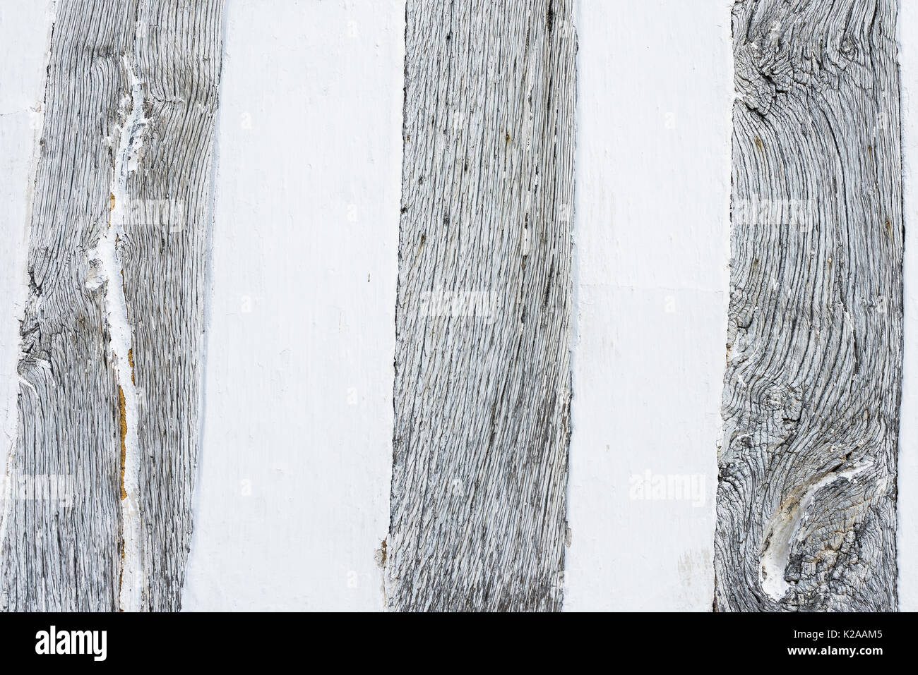 Medieval England, detail of traditional medieval limewashed oak beams