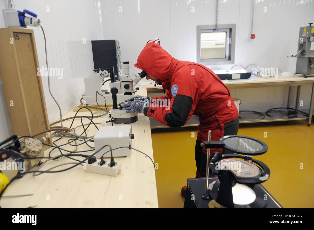 University of Milano Bicocca (Italy), EuroCold laboratory for the conservation and study of ice cores from Antarctica and glaciers, to allow studies on the global atmosphere and climate change Stock Photo