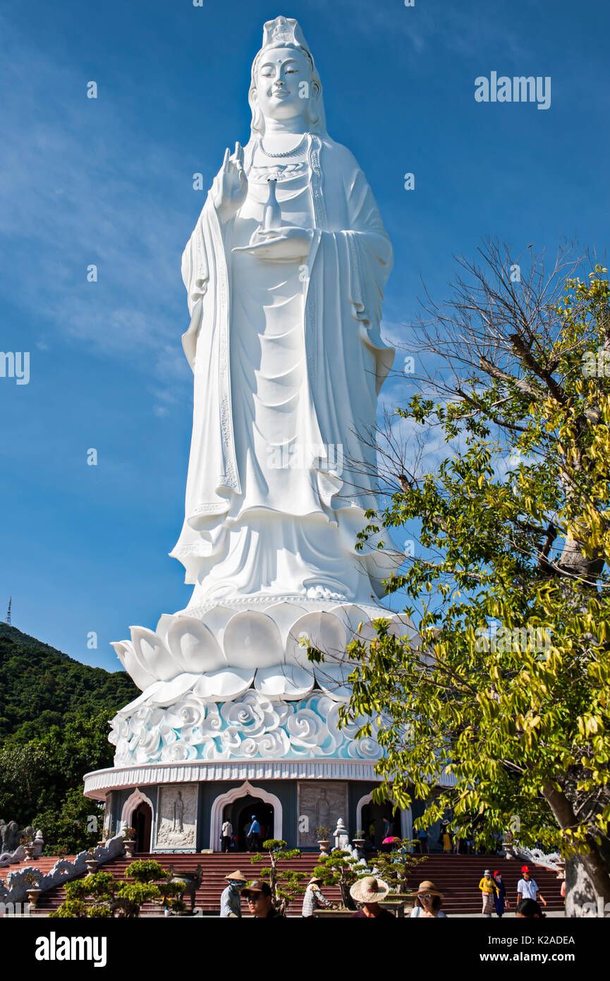 Lady Buddha, Linh Ung Pagoda, Lady Buddha Temple, Da Nang, Vietnam.  Lady Buddha, the tallest Buddha statue in Vietnam, stands at 67 meter tall (220 f Stock Photo