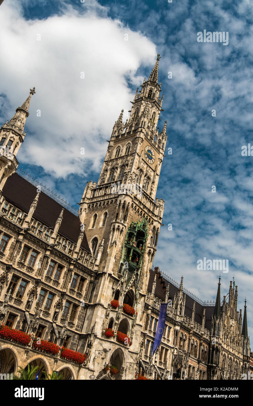 New city hall or Neues Rathaus, Marienplatz, Munich, Bavaria, Germany Stock Photo
