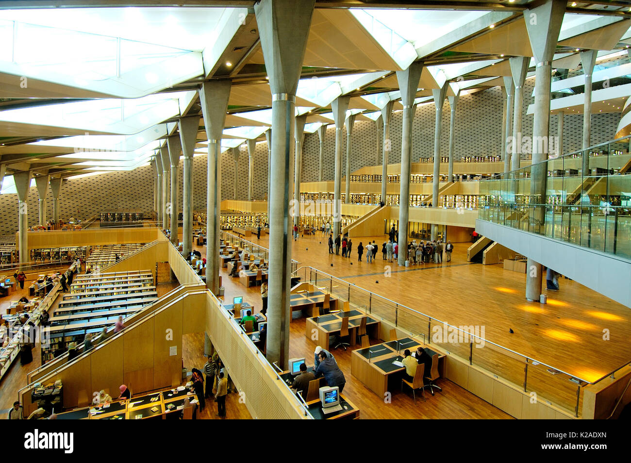 The Biblioteca Alexandrina (Alexandria Library) was completed in 2002. It stands near the original Great Library of Alexandria. Egypt Stock Photo