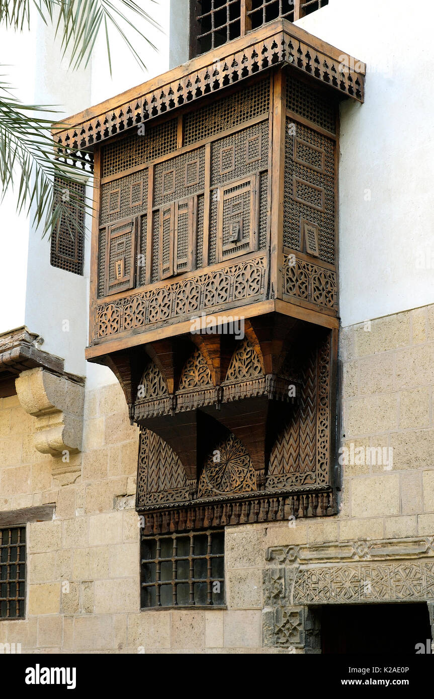 Window of an ottoman house, Beit alSihaymi. Cairo, Egypt Stock Photo