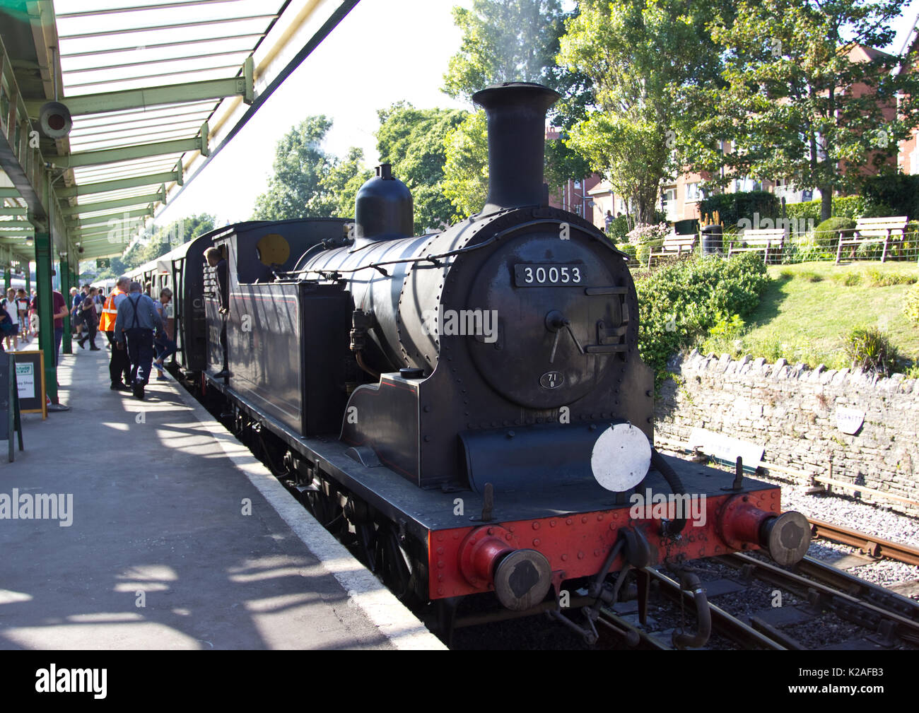 Steam train LSWR 0-4-4T class M7 30053 Swanage Train Station Swanage ...