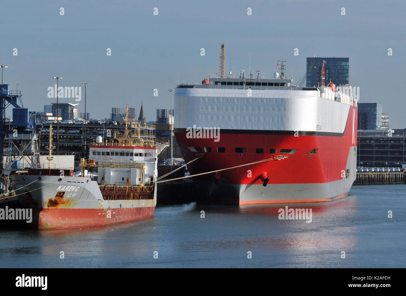 Large car carrying ships at southampton docks carries of vehicles ...