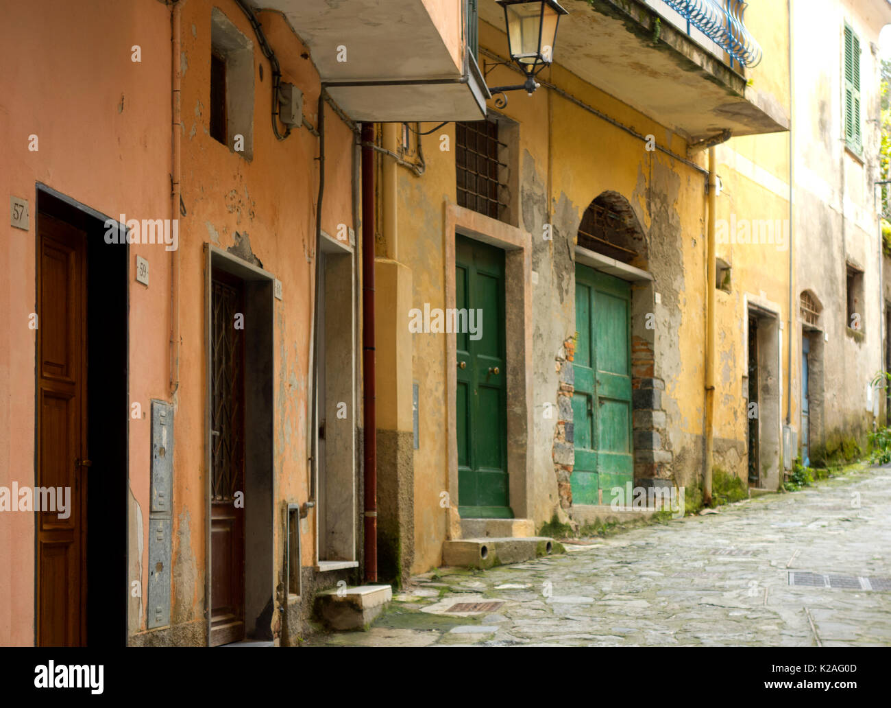 Winding street in Monterosso al Mare, Italy, 2017. Stock Photo