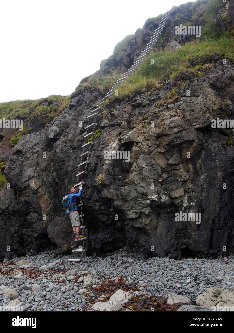 Steep steps leading to/from beach at Newquay, Cornwal .For climbing career  ladder, corporate ladder. Also housing ladder / property ladder, long climb  Stock Photo - Alamy