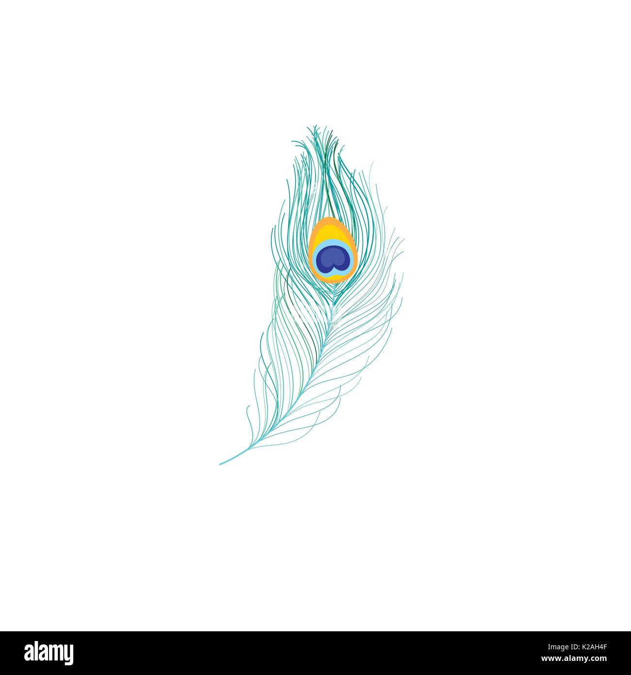 Vector icon of peacock feather on white background Stock Vector Image ...