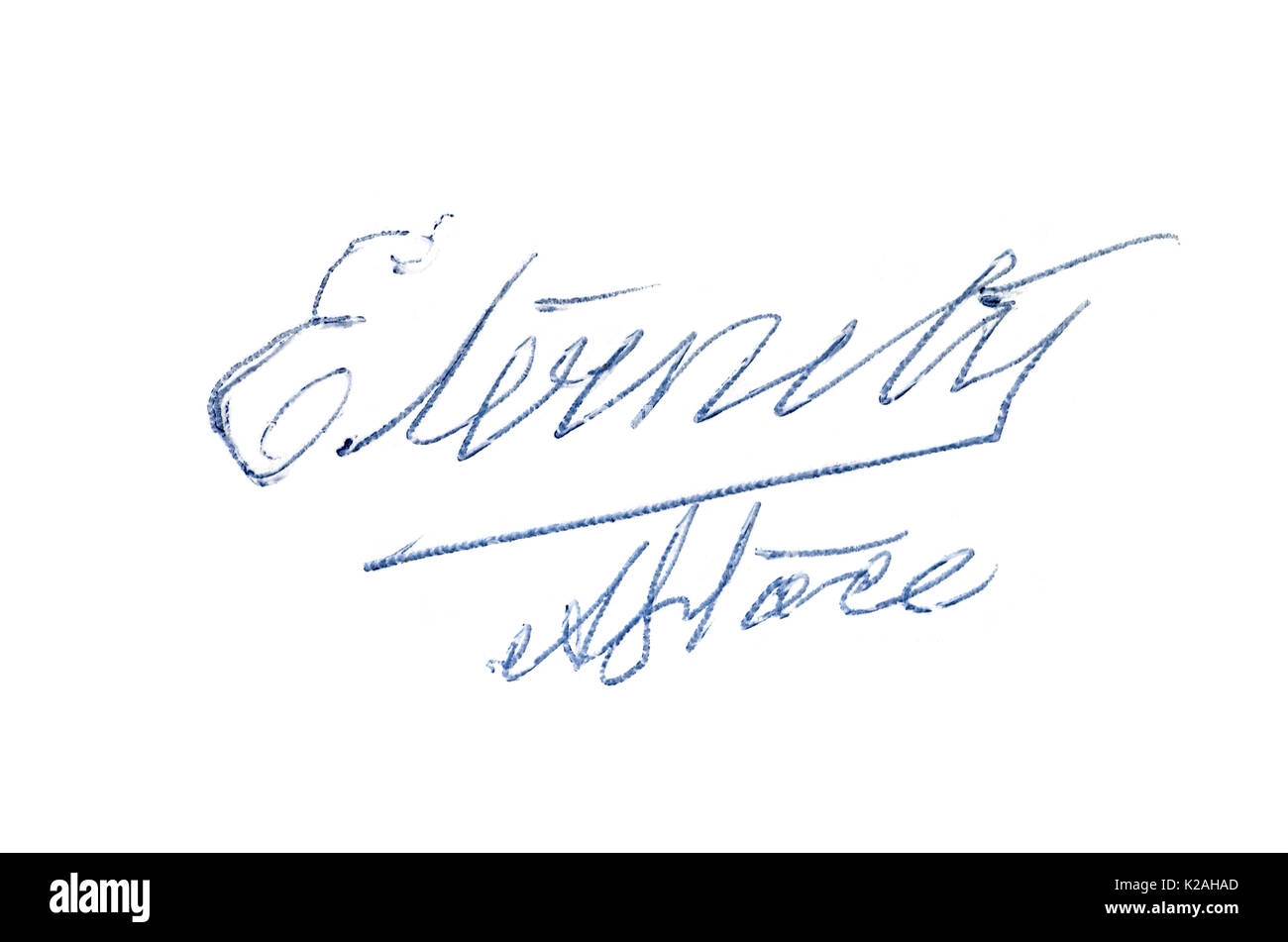 Eternity script and signature of Arthur Stace, For 37 years he chalked 'Eternity' on Sydney Footpaths and walls. Stock Photo