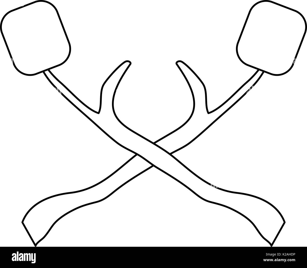 Marshmallow roasted on wooden stick icon over white background vector