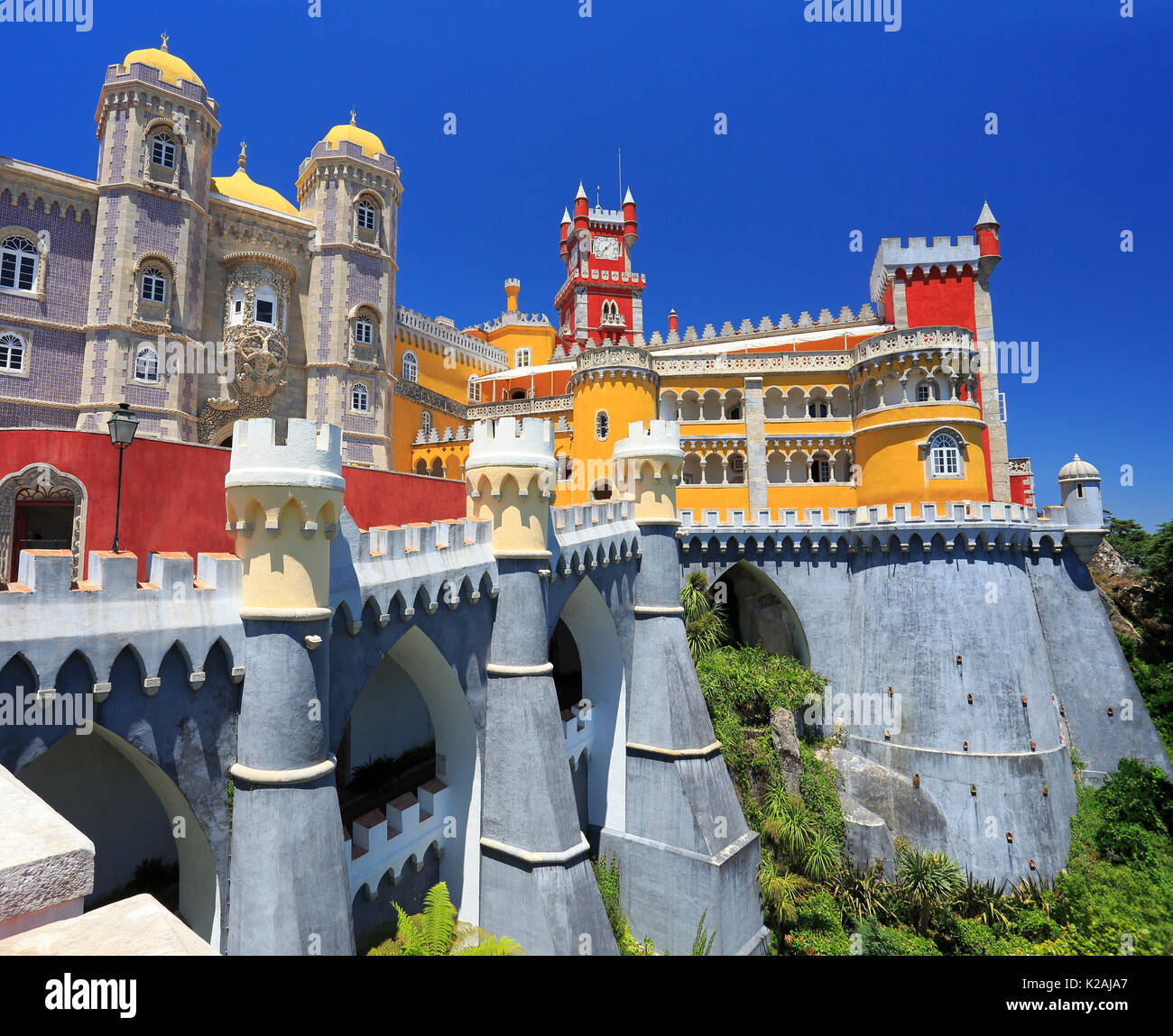 The famous Pena Palace near Sintra in Portugal Stock Photo
