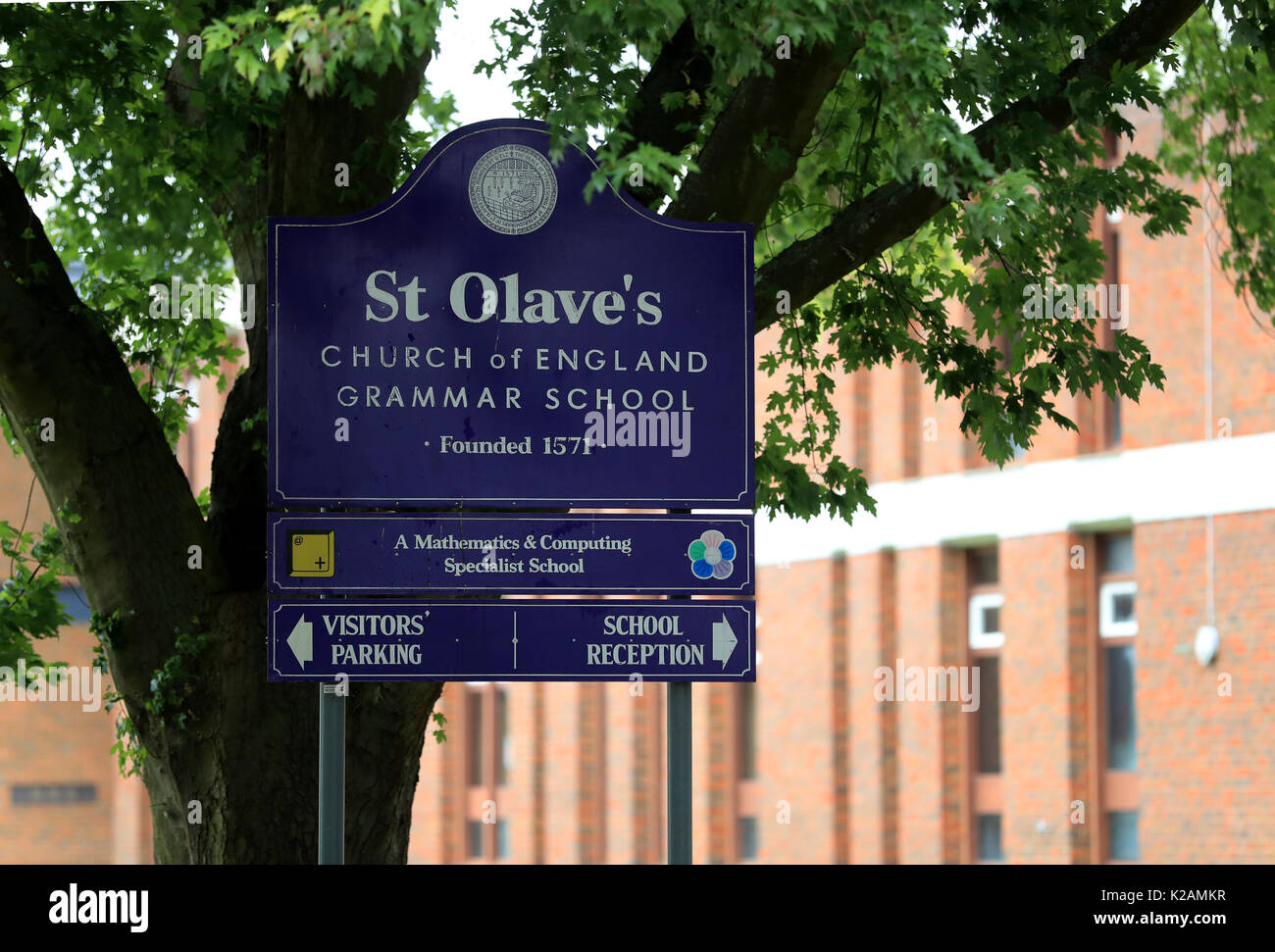 St. Olave's Church of England Grammar School in Orpington, Kent, as the school faces a legal challenge after withdrawing places for a number of A-level students who failed to achieve certain grades. Stock Photo