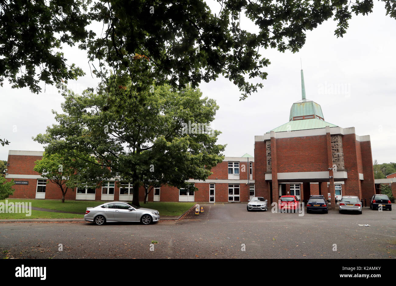 St. Olave's Church of England Grammar School in Orpington, Kent, as the school faces a legal challenge after withdrawing places for a number of A-level students who failed to achieve certain grades. Stock Photo