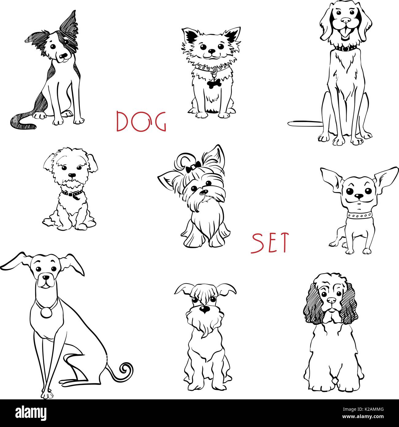 Set black and white dogs Stock Vector Image & Art Alamy