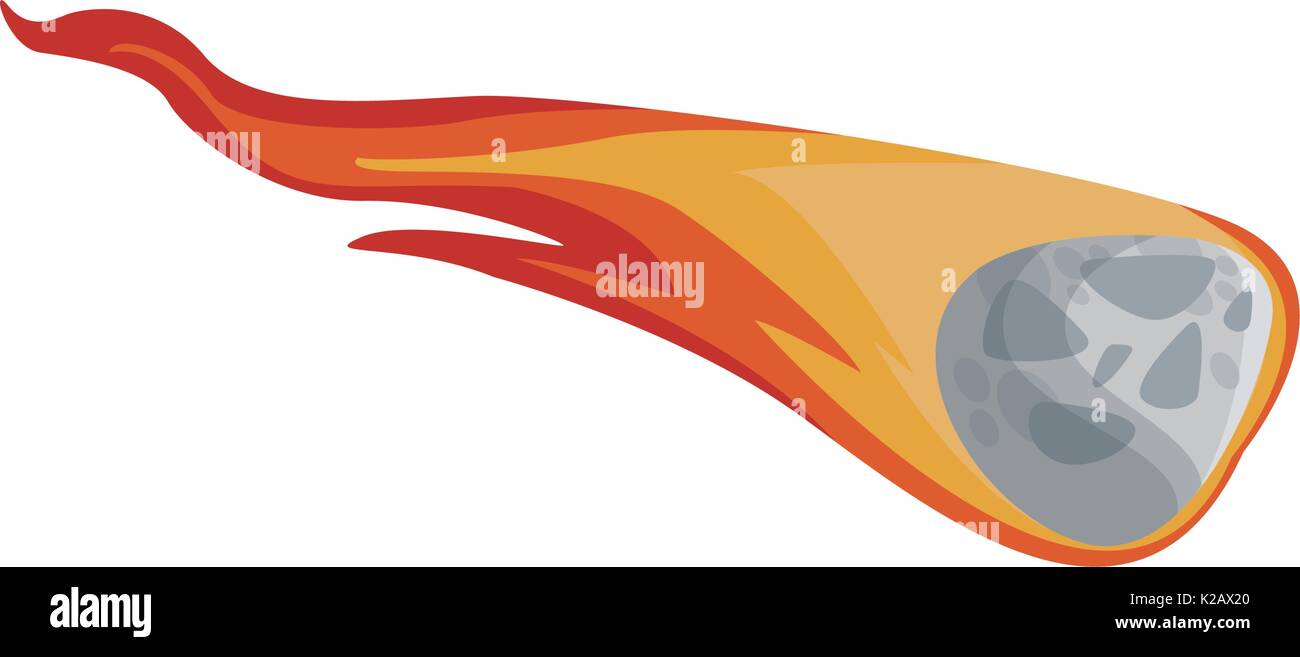asteroid burn falling down fast astronomy vector illustration Stock Vector