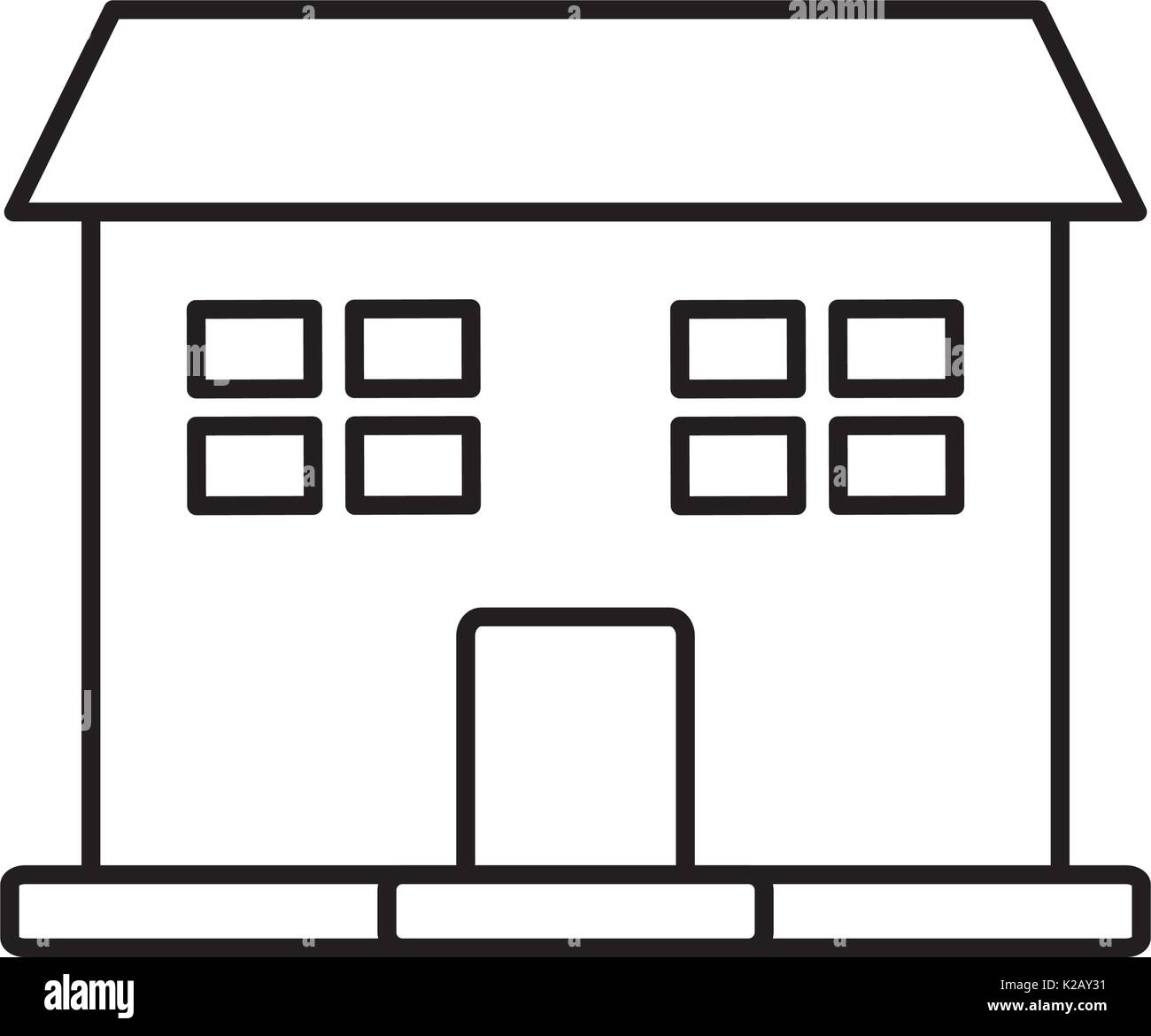 outline house windows door residence exterior vector illustration Stock ...