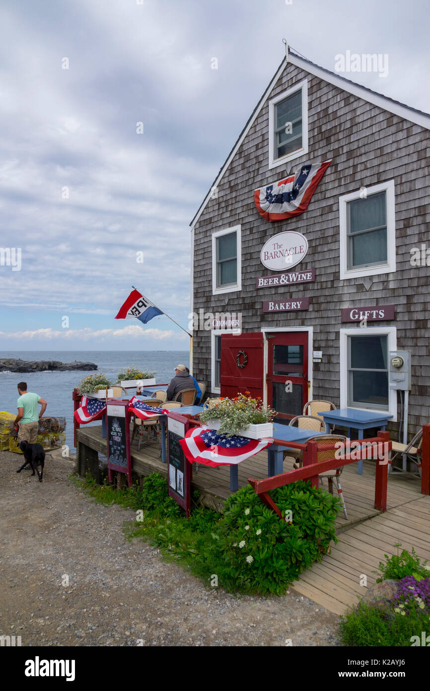 USA Maine ME Monhegan Island in Penobscot Bay in the Atlantic Ocean The Barnacle Cafe Stock Photo