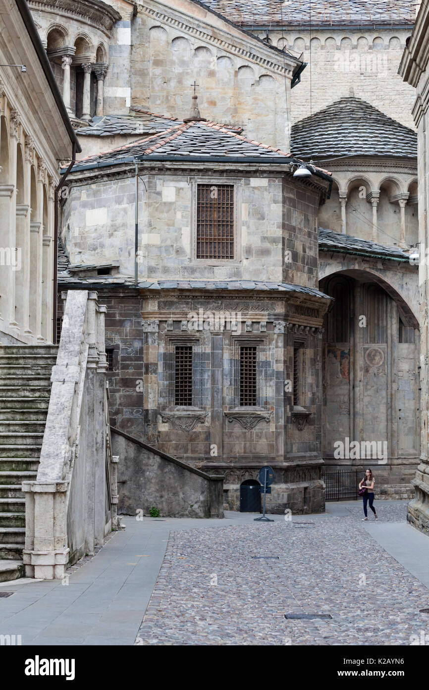 A medieval street in Bergamo, Lombardy, Italy. Stock Photo