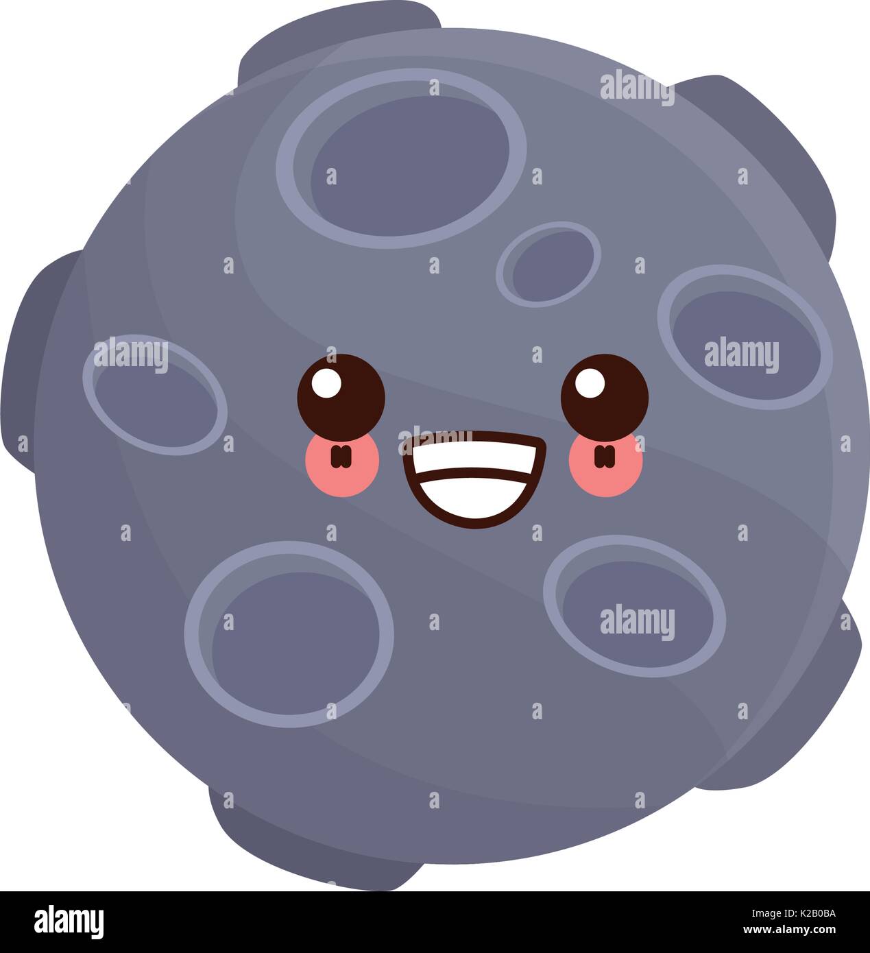 Kawaii Full Moon In Outer Space With Lunar Craters On White Stock Vector Image Art Alamy