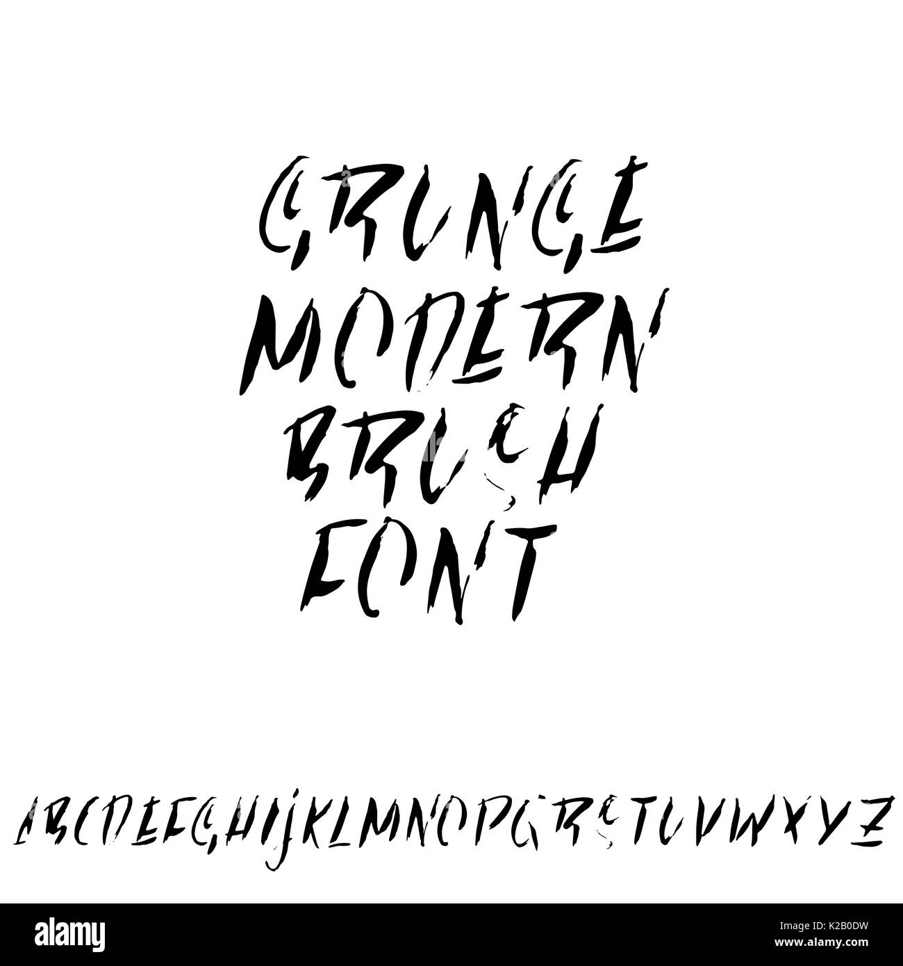Hand drawn dry brush font. Modern brush lettering. Grunge style ...