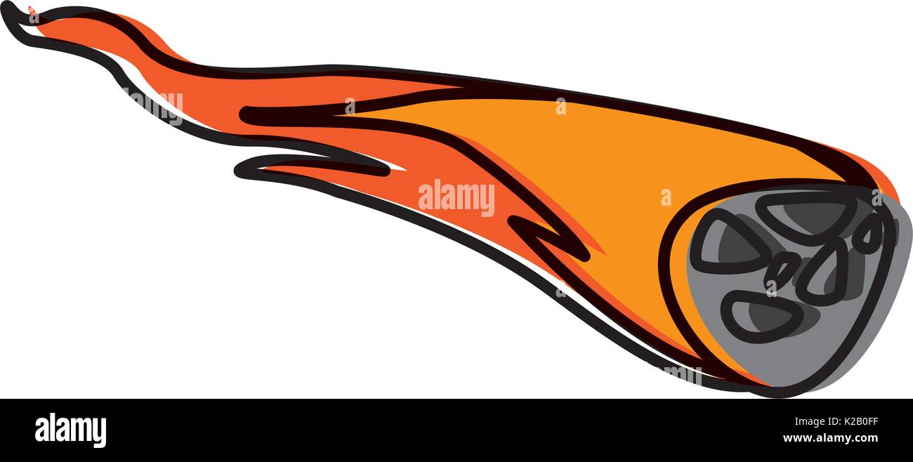 asteroid burn falling down fast astronomy Stock Vector
