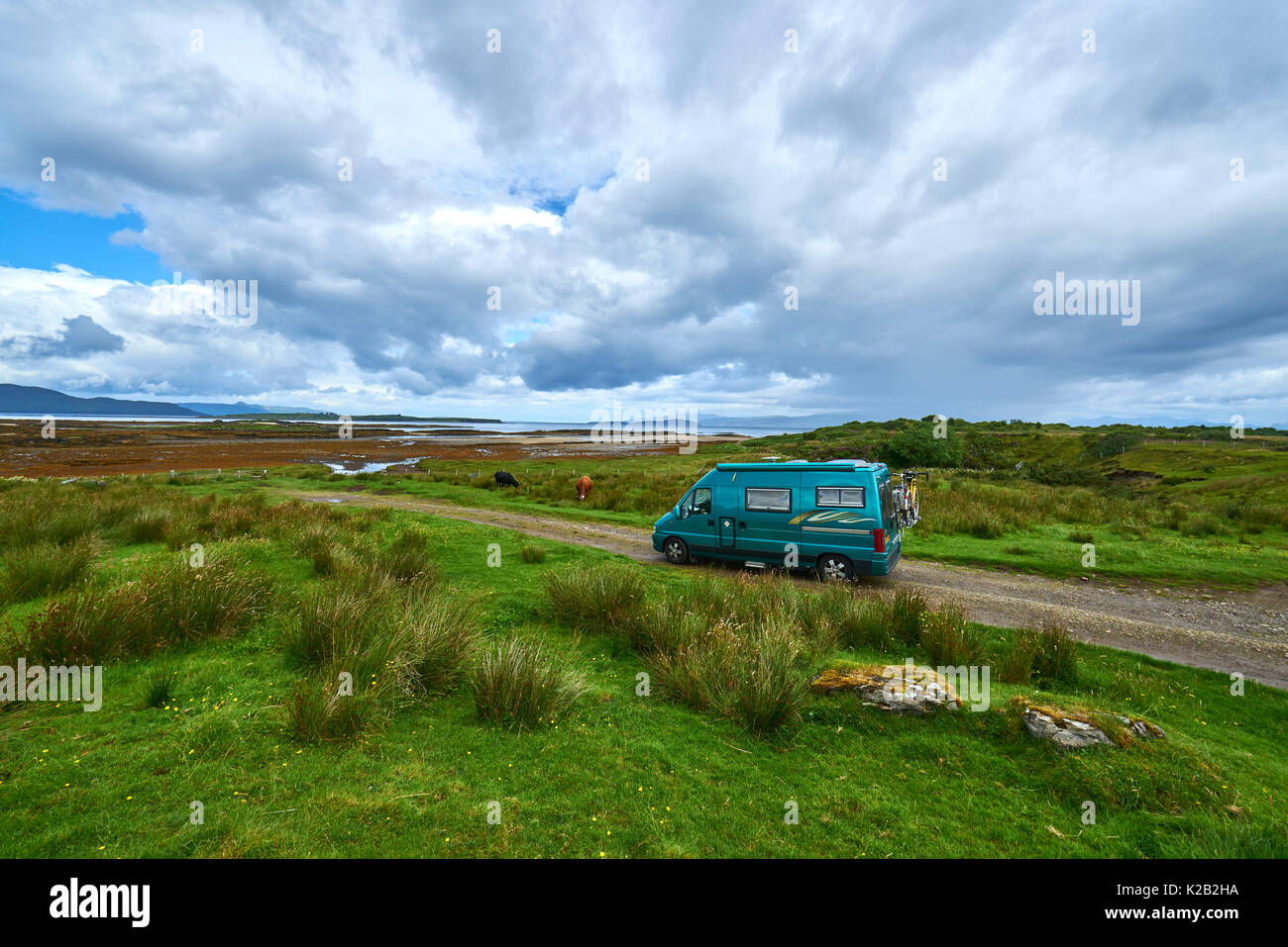 Campervan Wild Camping In Remote Part Of Scotland On The Isle Of Skye Stock Photo Alamy