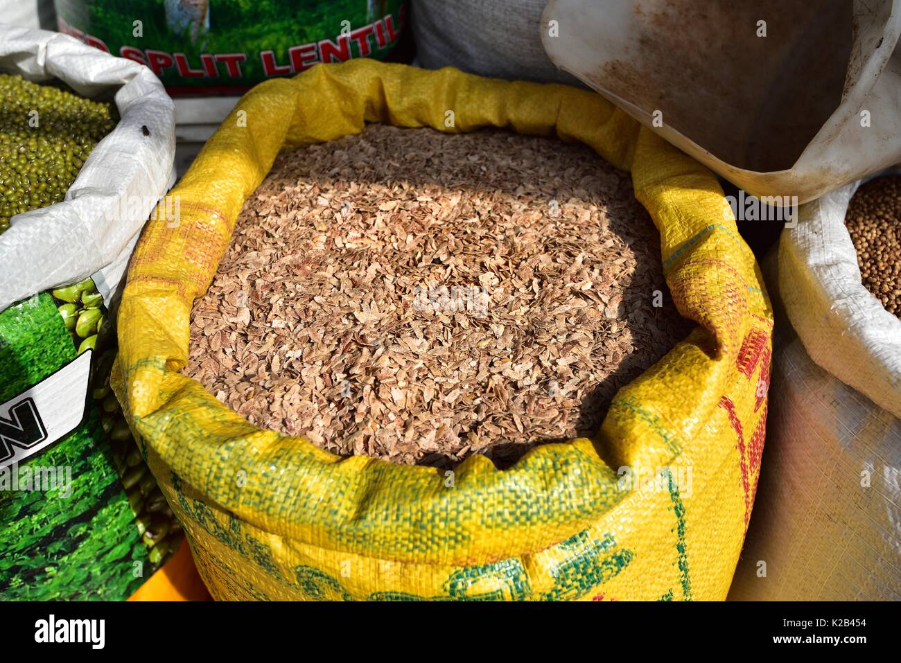 Sack full of flatten rice in Colombo market Sri Lanka Stock Photo - Alamy