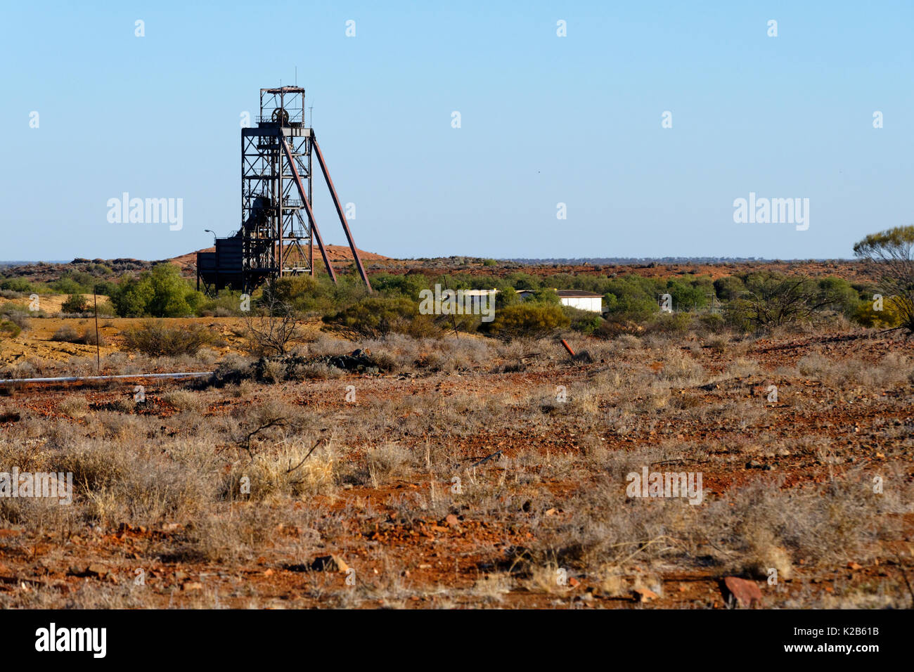 Metal structure in a goldmine, Cue, Murchison, Western Australia Stock Photo