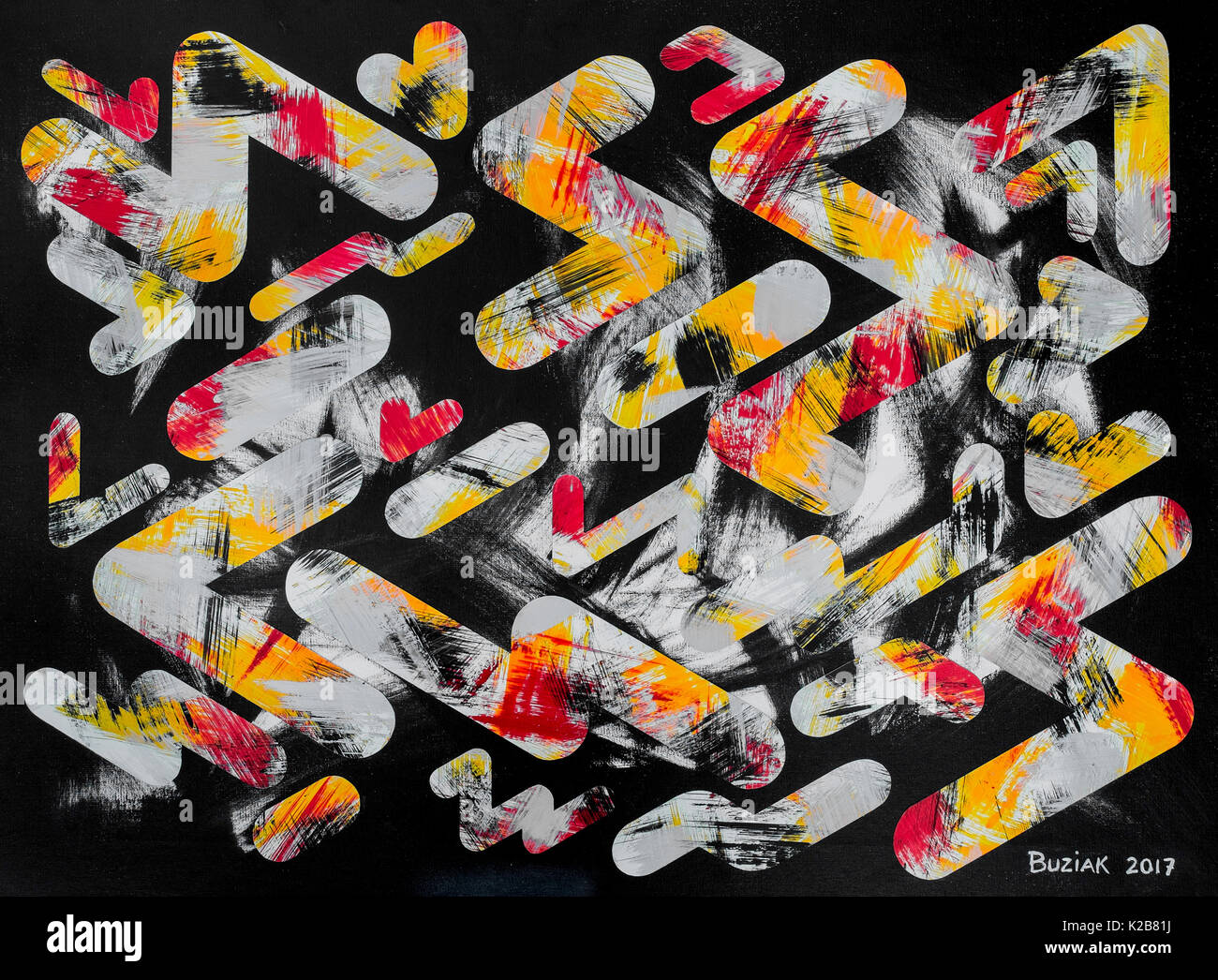 "Night Shift #2" - abstract artwork by Ed Buziak. Stock Photo