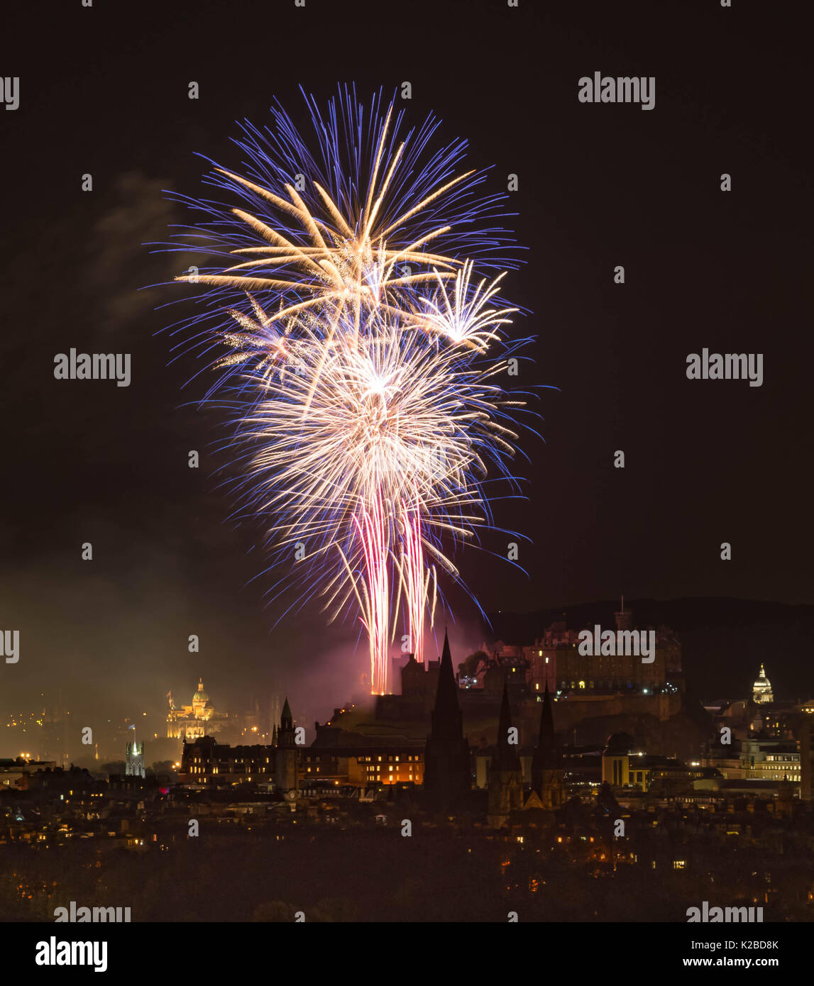 Fireworks performance at Edinburgh Castle, at the end of the Edinburgh