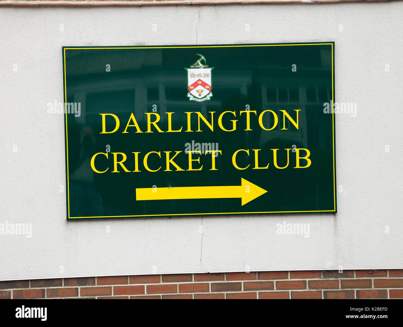 Sign for Darlington Cricket Club at Darlington,England,UK Stock Photo