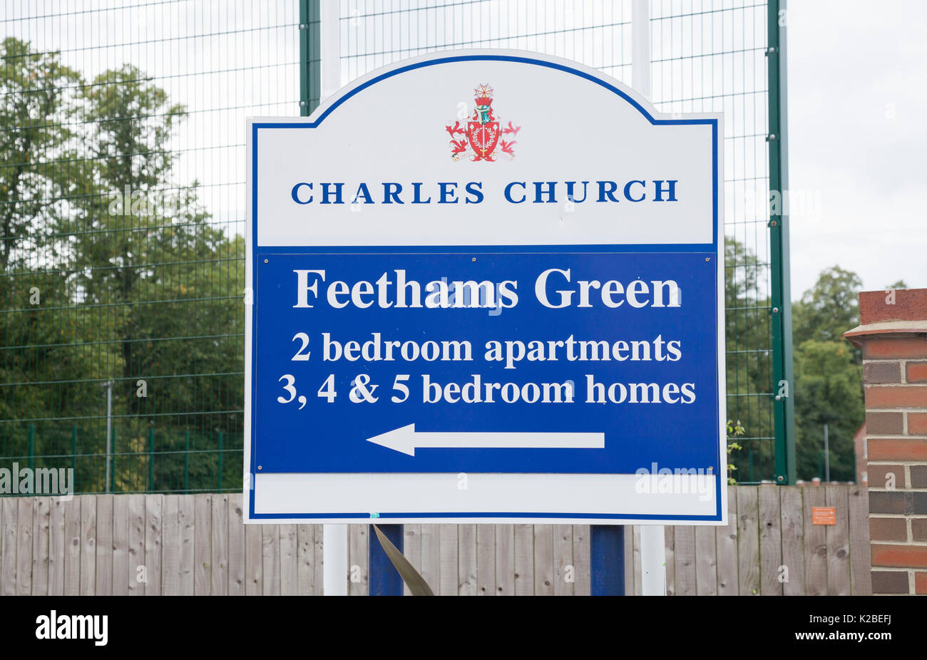 Sign advertising housing development next to the cricket ground at Darlington,England,UK Stock Photo