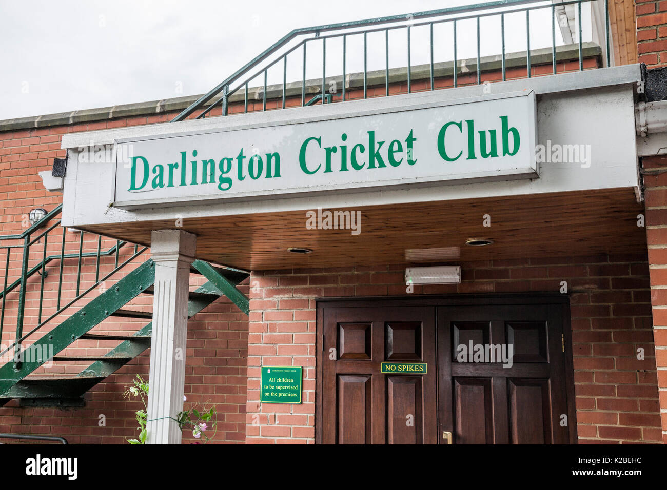 Entrance to the cricket club at Darlington,England,UK Stock Photo