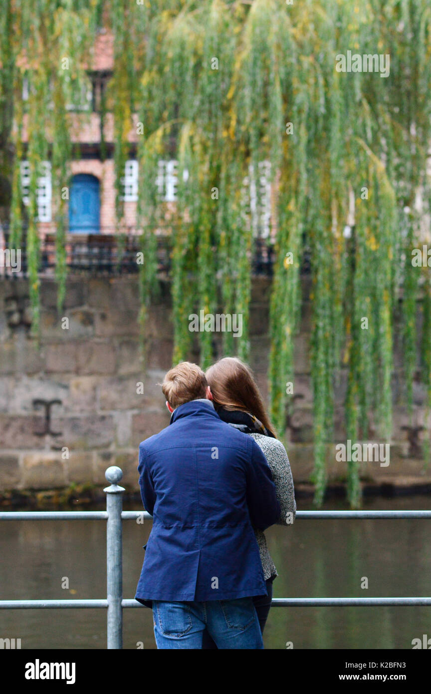 Amorous couple from behind Stock Photo