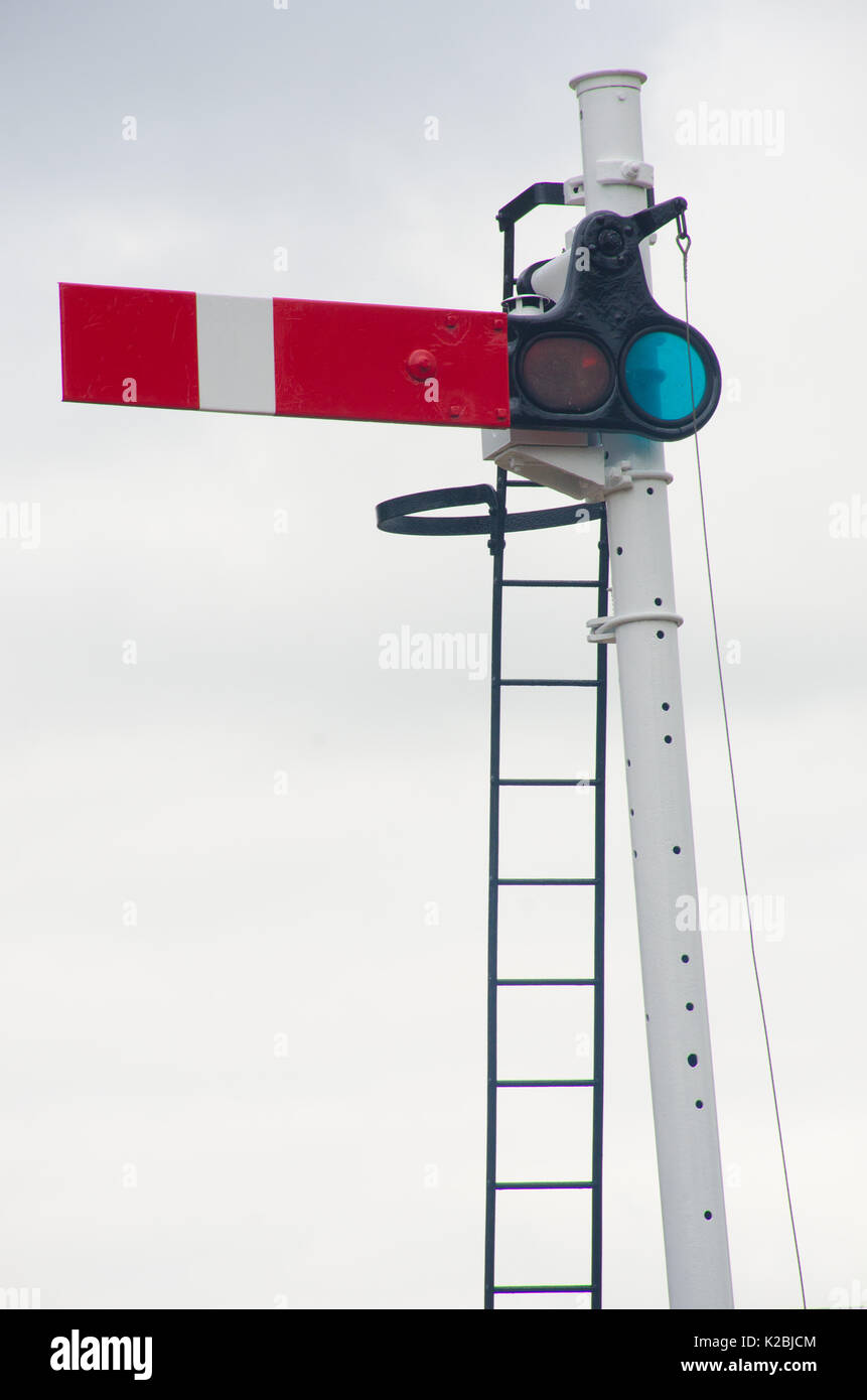 Traditional single semaphore rail signal Stock Photo