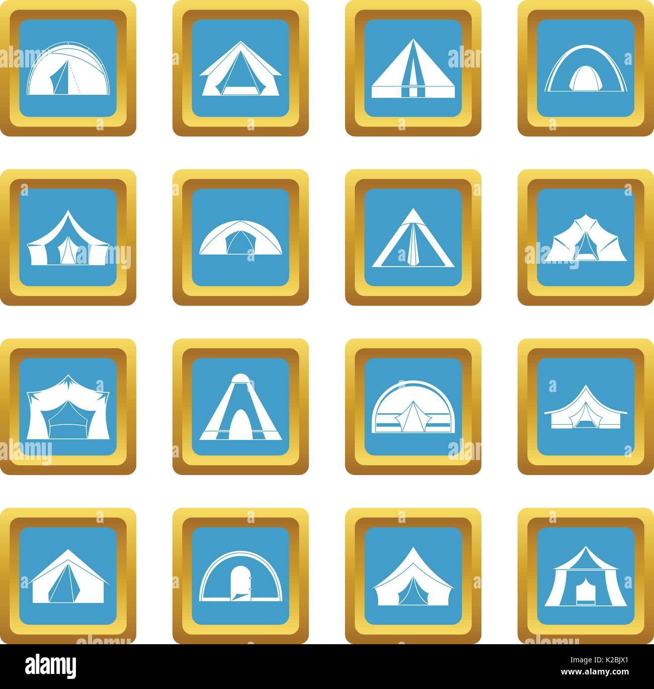 Tent forms icons azure Stock Vector