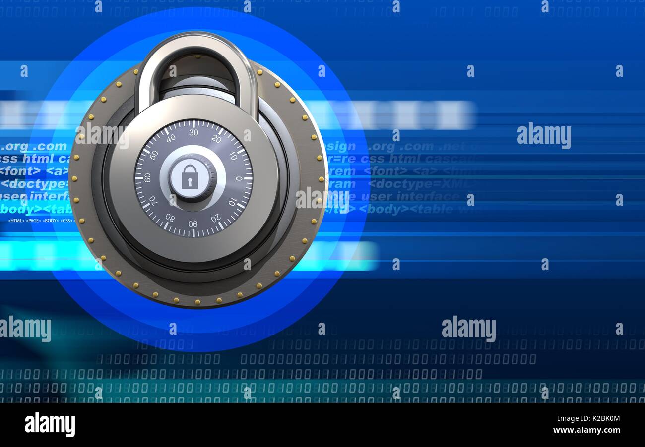 3d illustration of lock over cyber background Stock Photo - Alamy