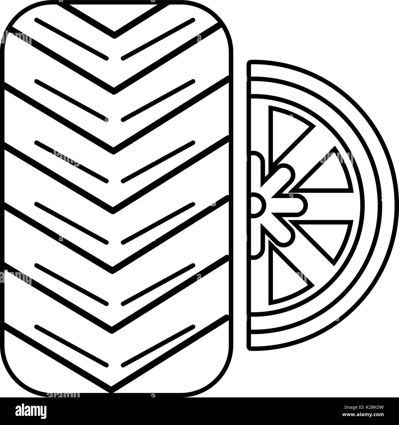 Tire icon, outline style Stock Vector