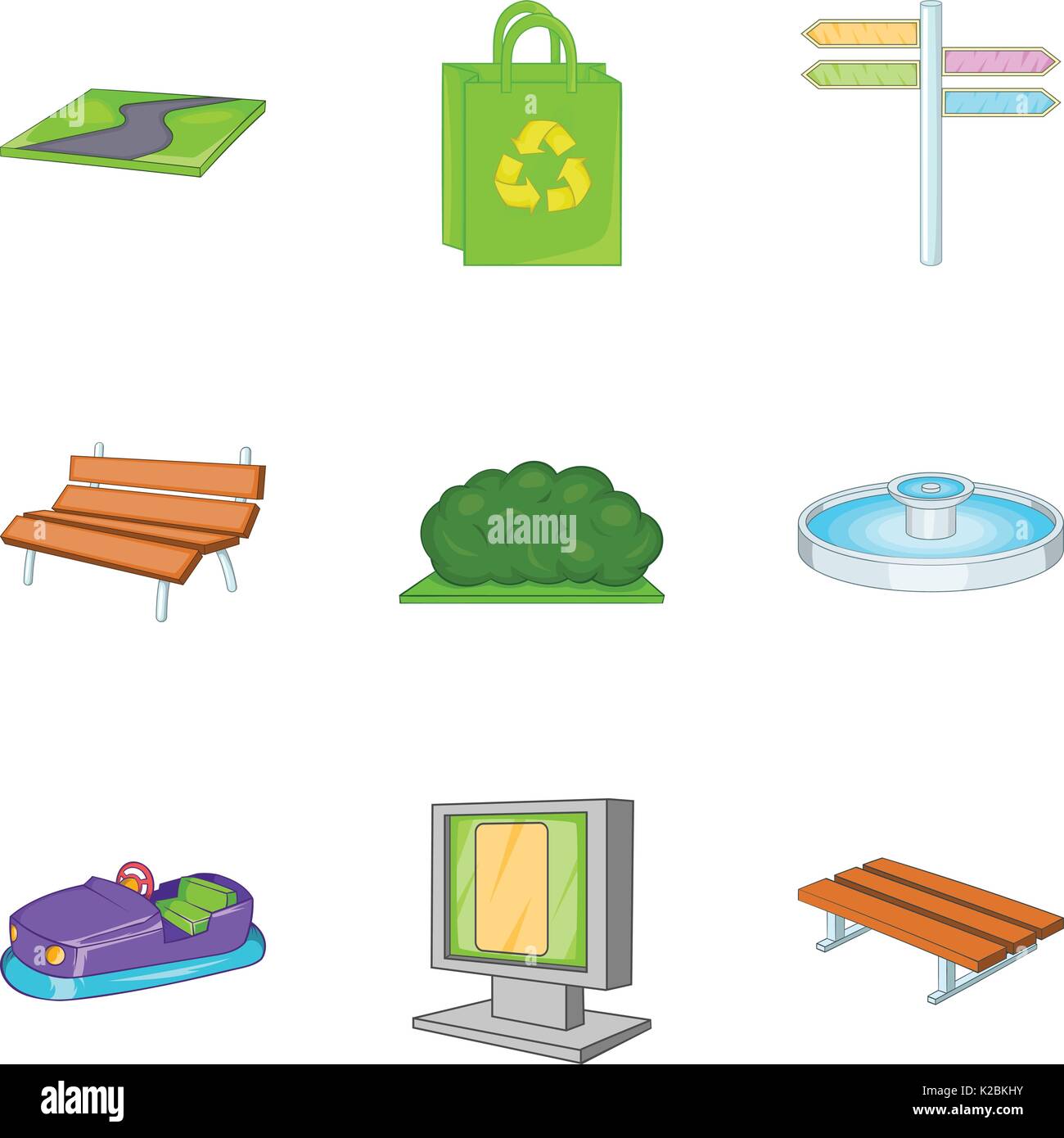 Amusement park icons set, cartoon style Stock Vector Image & Art - Alamy
