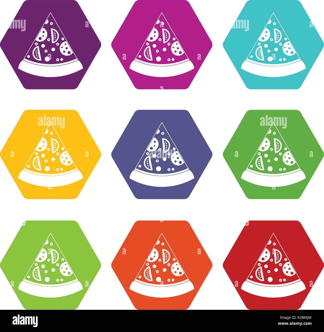 Slice of pizza icon set color hexahedron Stock Vector Image & Art - Alamy