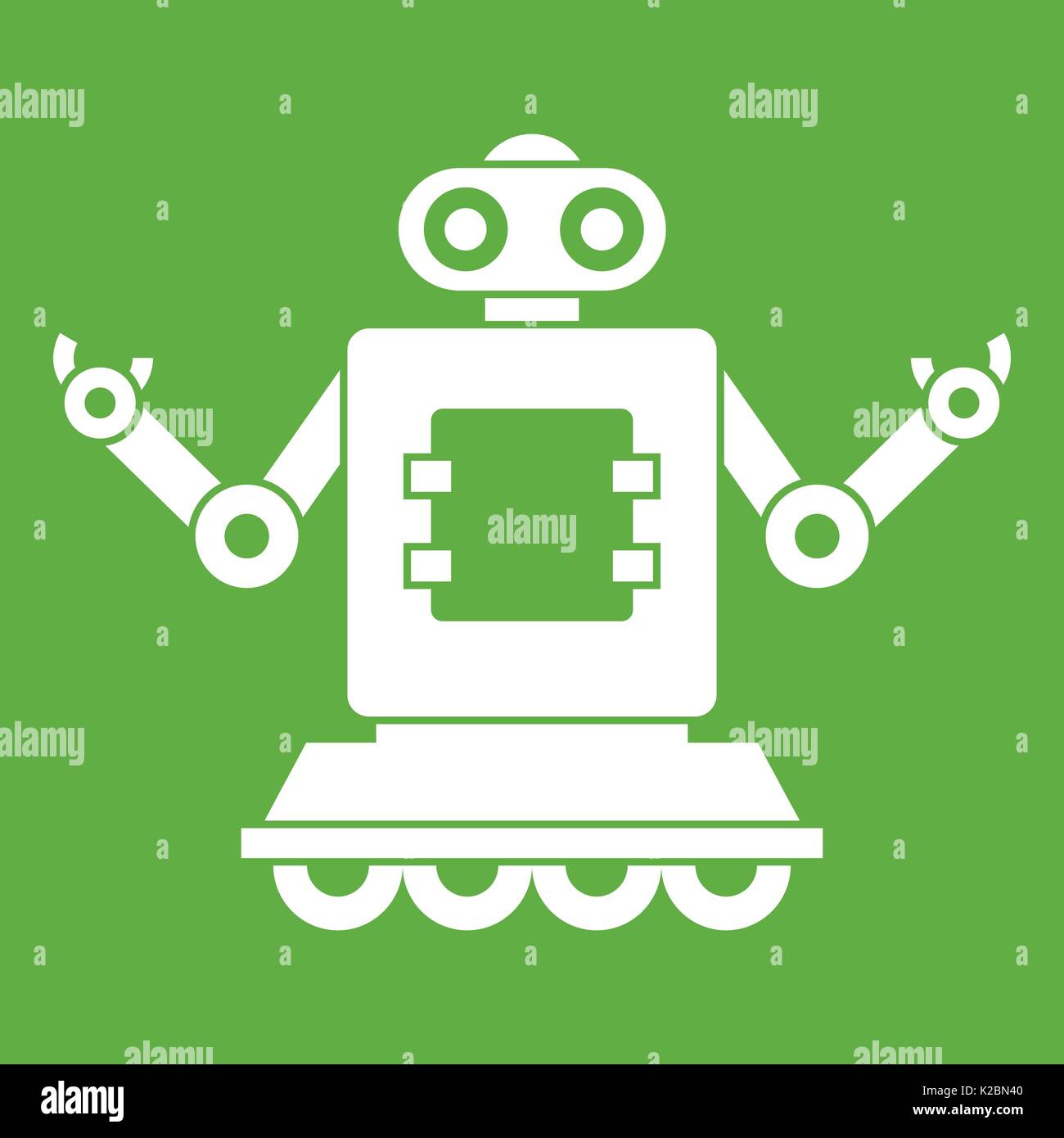 Cyborg on wheels icon green Stock Vector