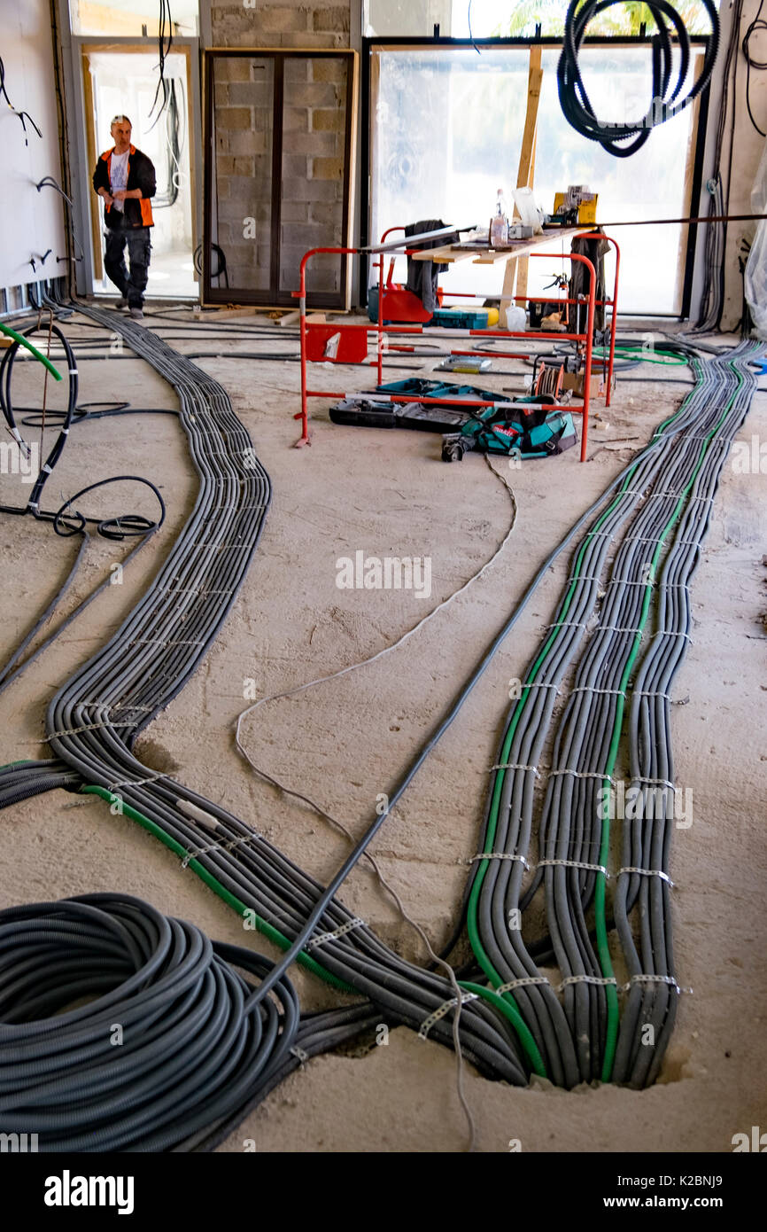 Layout of electrical wiring in the construction of a new home in Provence,  France Stock Photo - Alamy