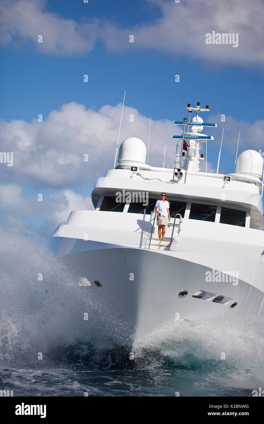 Milk and Honey, 125-foot Palmer Johnson yacht in the Virgin Islands, December 2011. Stock Photo