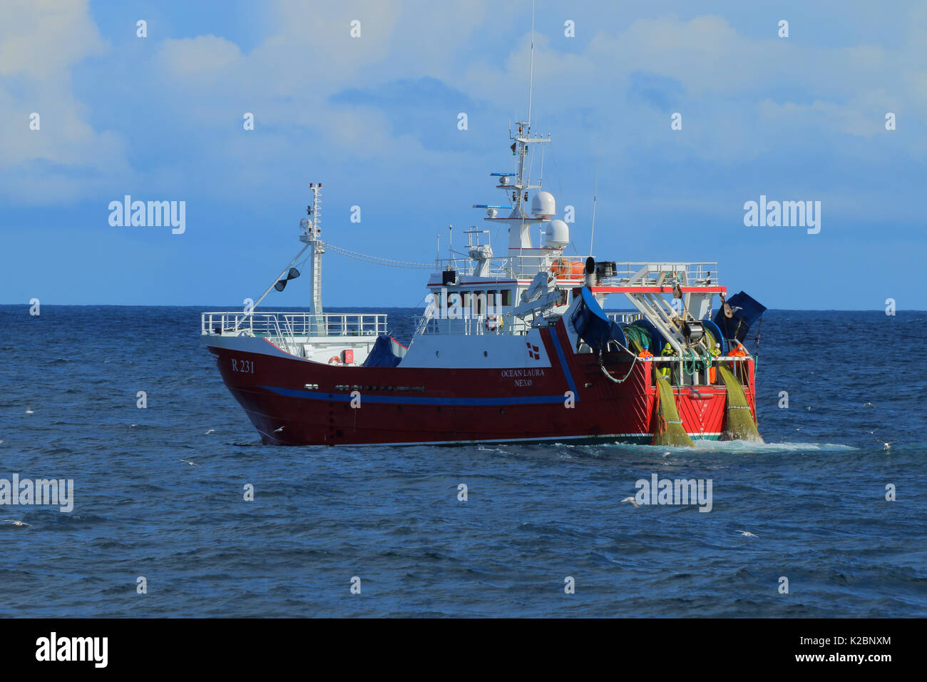 Danish trawler 'Ocean Laura' operating on the North Sea, September 2015. Stock Photo