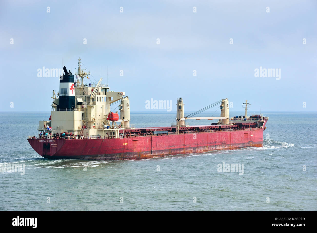 Cargo ship in the North Sea, Europe. June 2010. Stock Photo