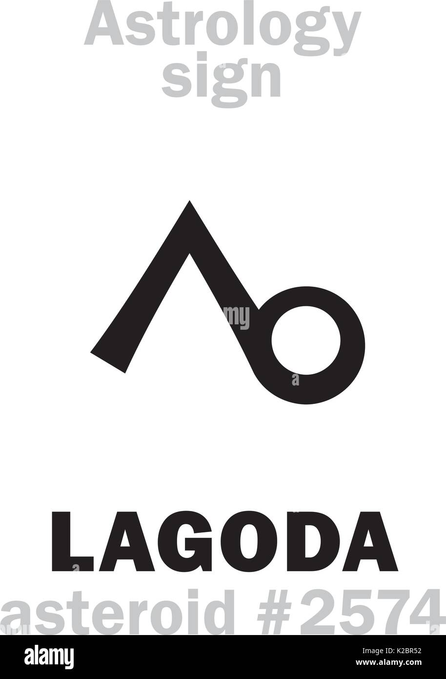 Astrology Alphabet: LAGODA, asteroid #2574. Hieroglyphics character sign (single symbol). Stock Vector