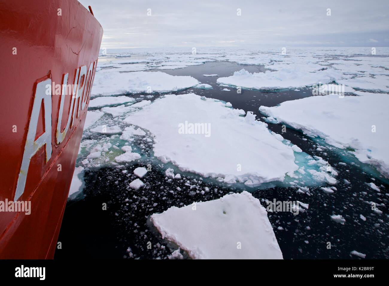 Abstract view of the bow of the icebreaker 'Aurora Australis', Antarctica. All non-editorial uses must be cleared individually. Stock Photo